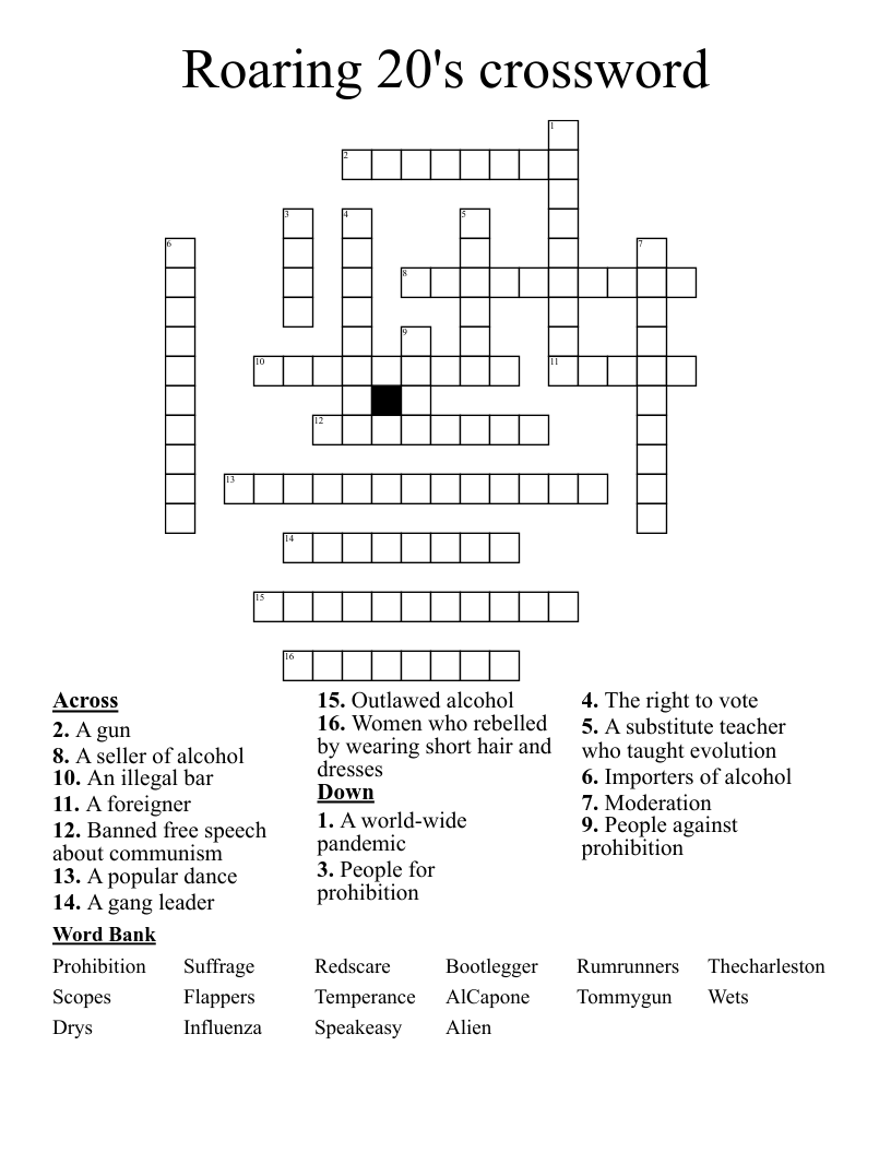 Roaring 20's crossword