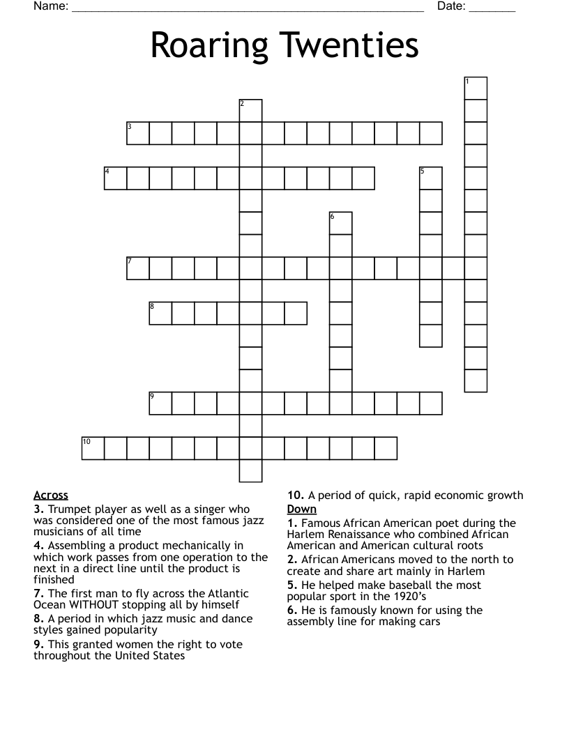 Roaring Twenties Crossword