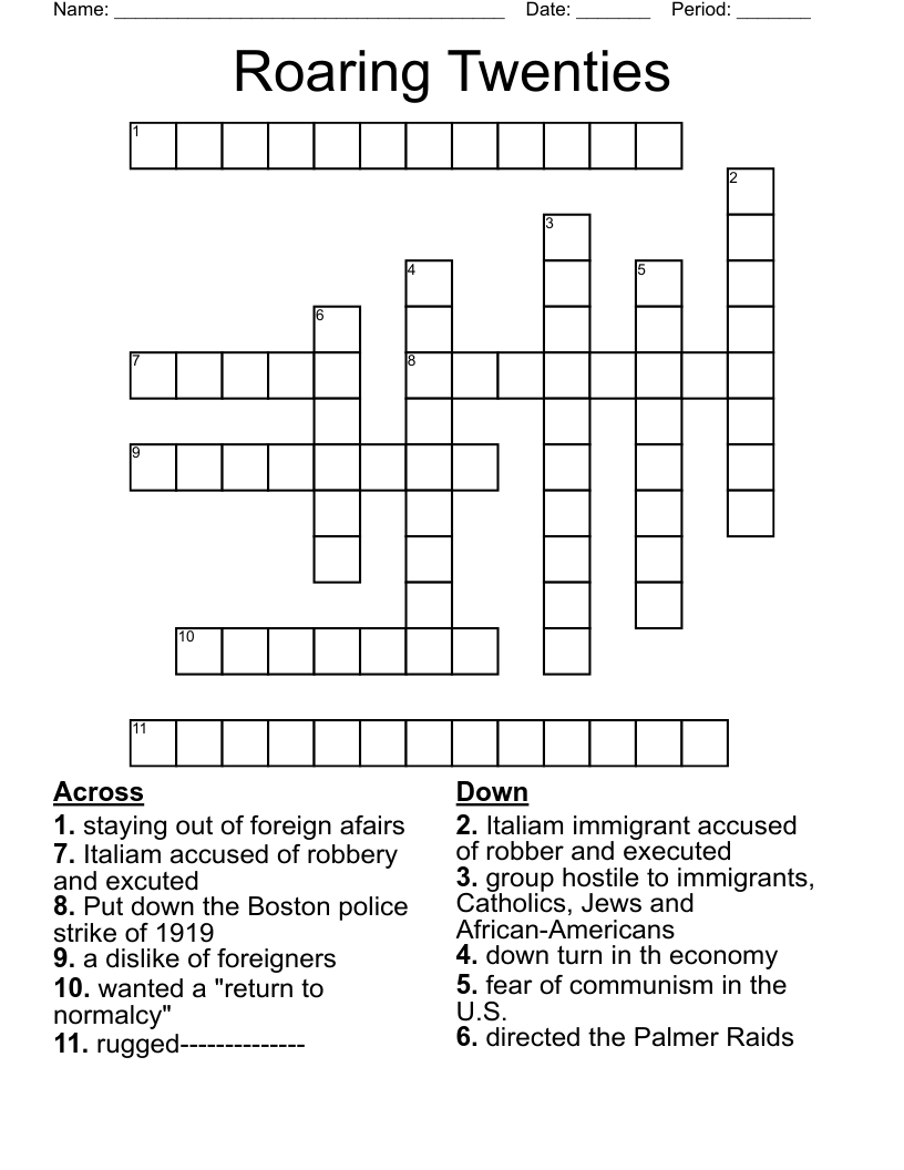 Roaring Twenties Crossword