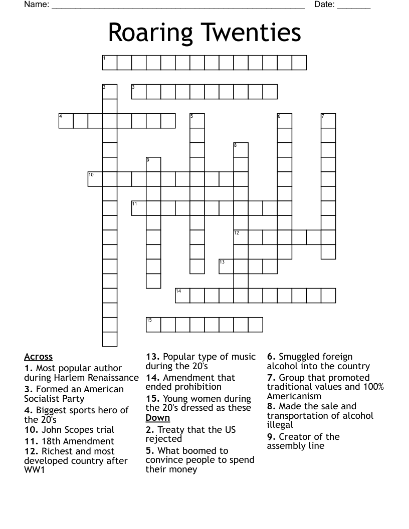 Roaring Twenties Crossword
