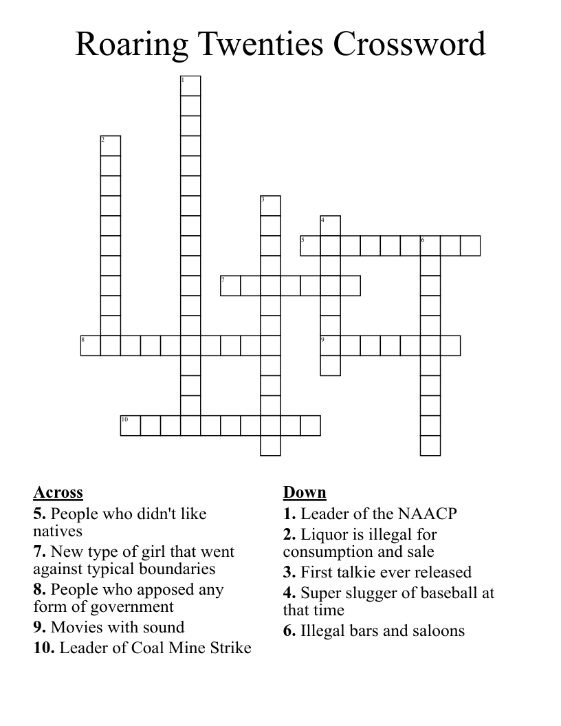 Roaring Twenties Crossword