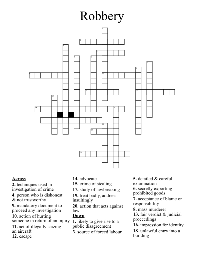 Robbery  Crossword