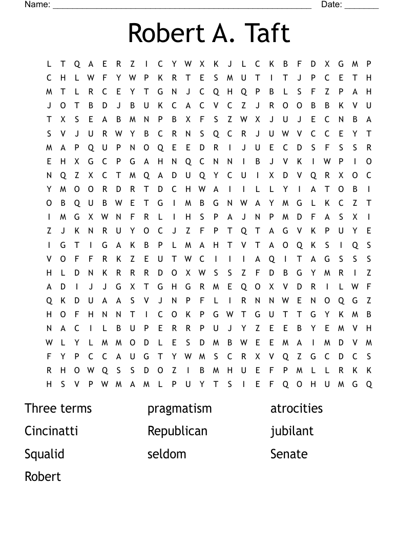 Robert A. Taft Word Search