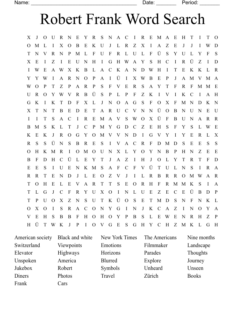 Robert Frank Word Search