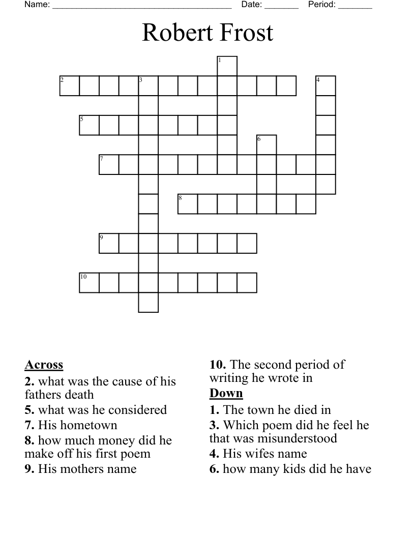 Robert Frost  Crossword