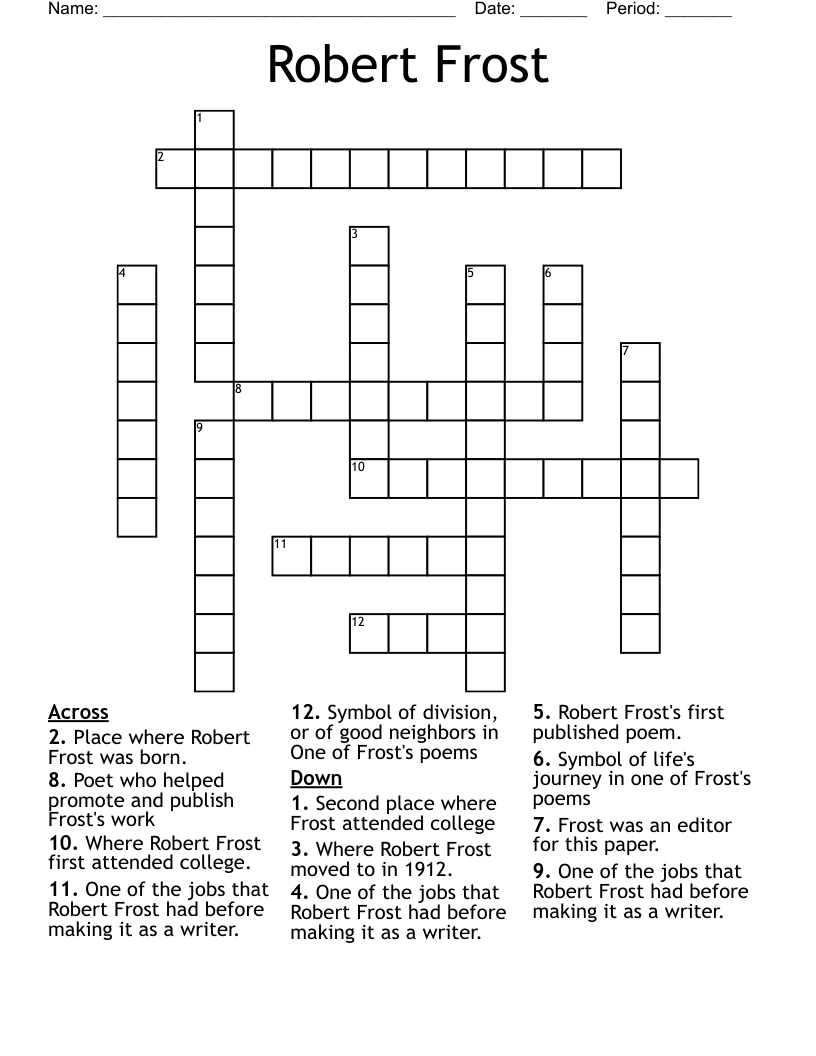 Robert Frost  Crossword