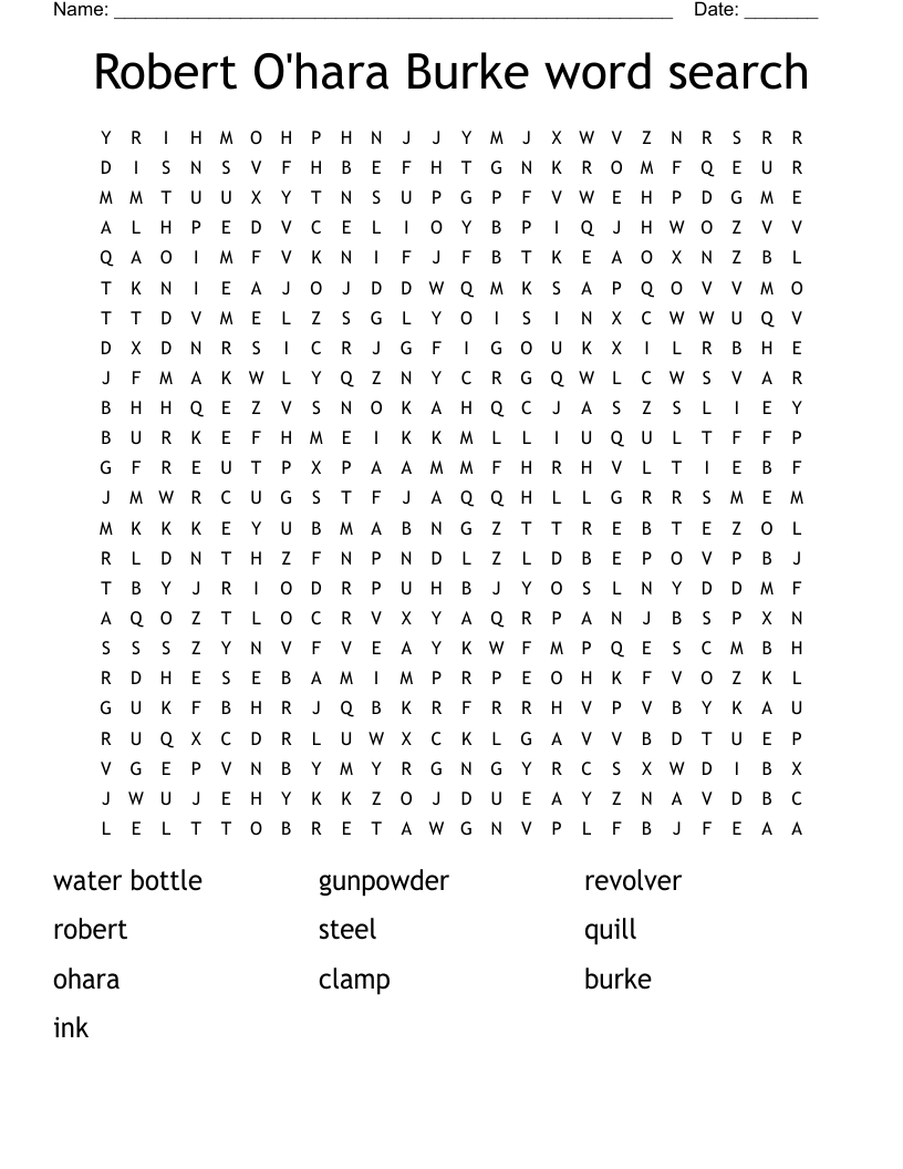 Robert O'hara Burke word search
