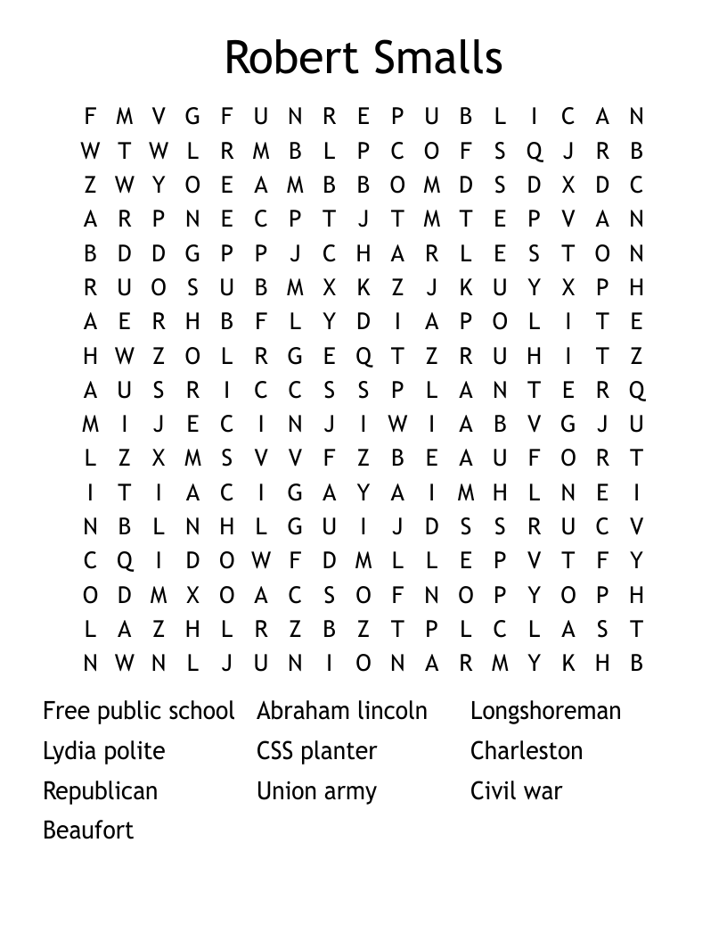Robert Smalls Word Search