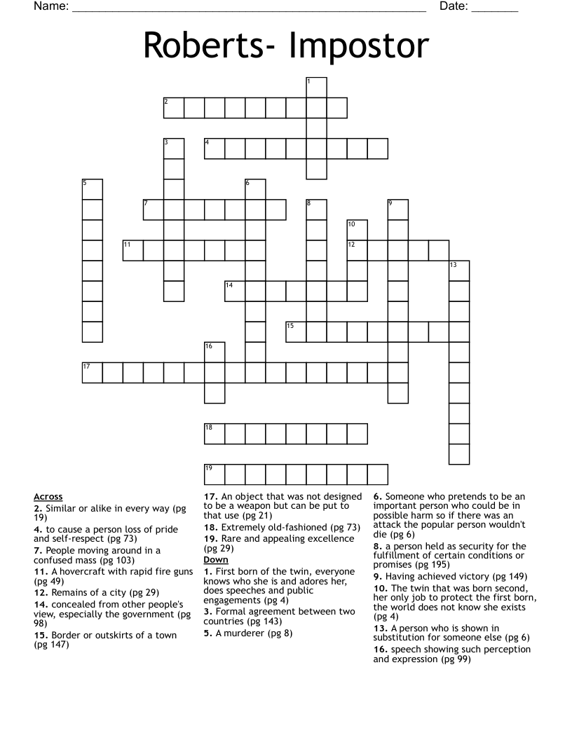 Roberts- Impostor Crossword
