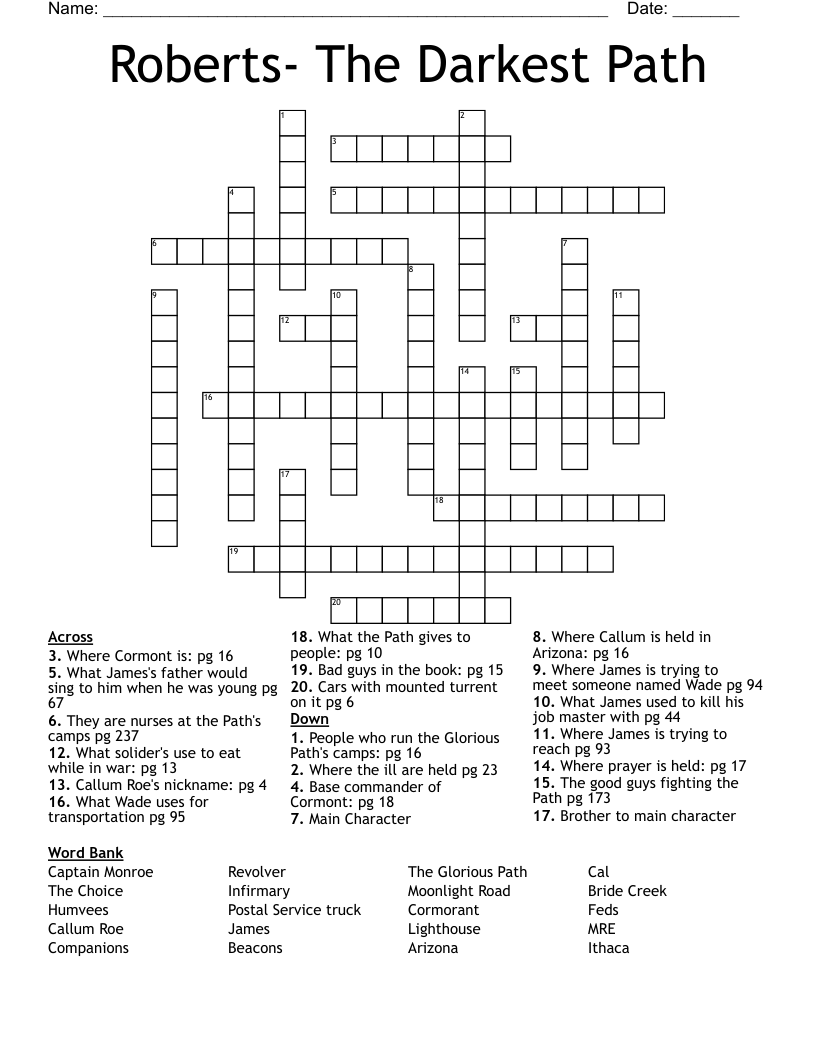 Roberts- The Darkest Path Crossword