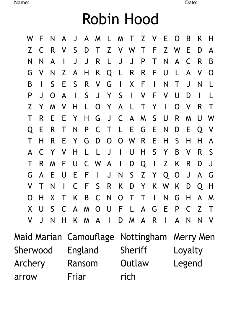 Robin Hood Word Search