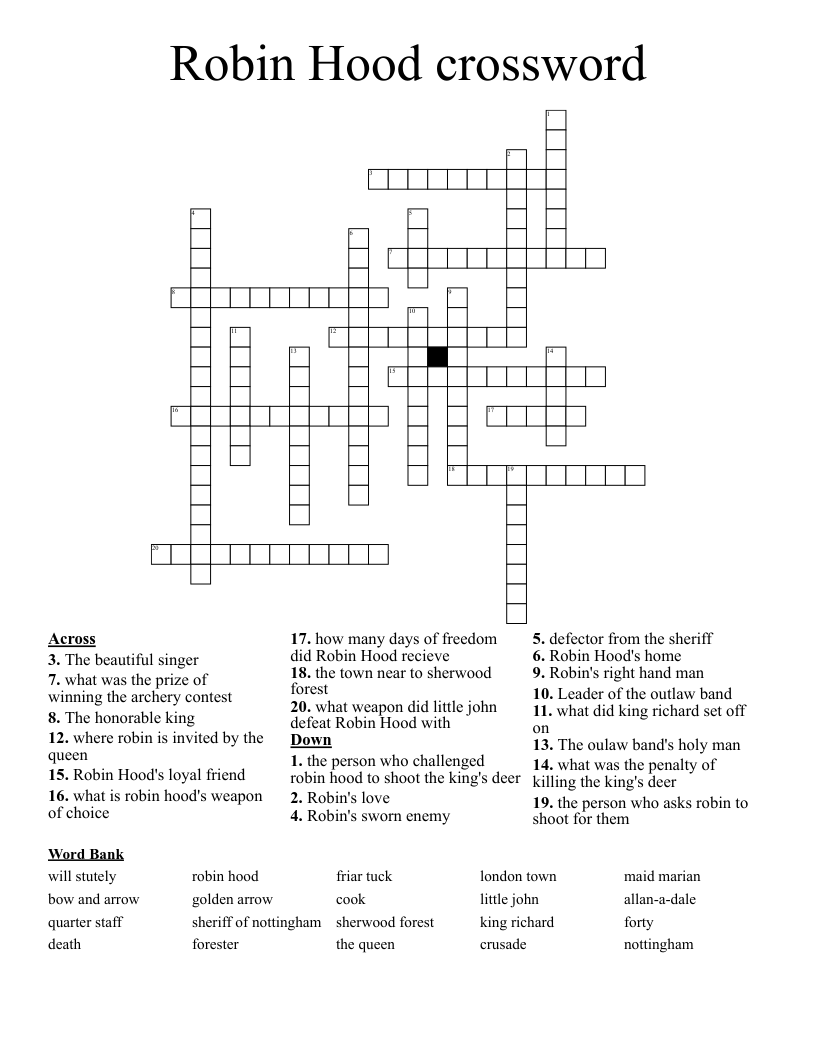 Robin Hood crossword