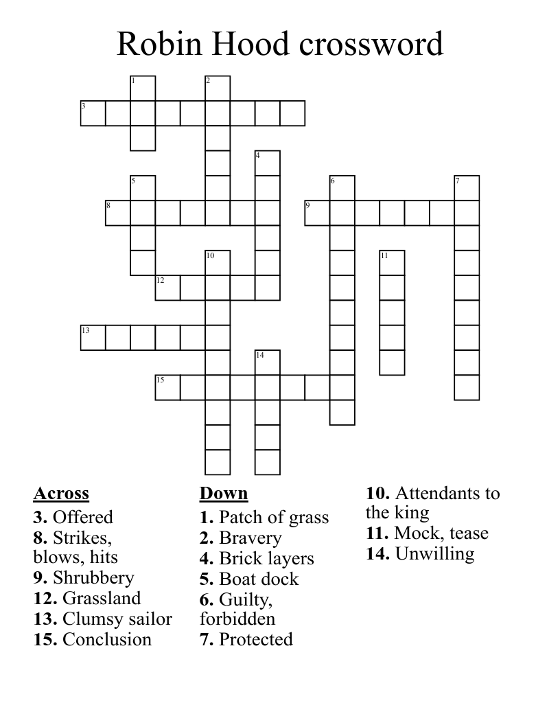 Robin Hood crossword