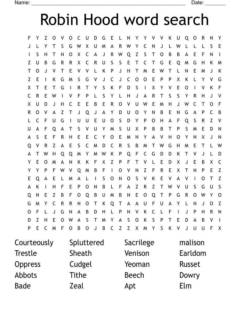 Robin Hood word search