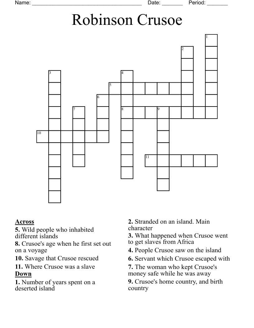 Robinson Crusoe Crossword