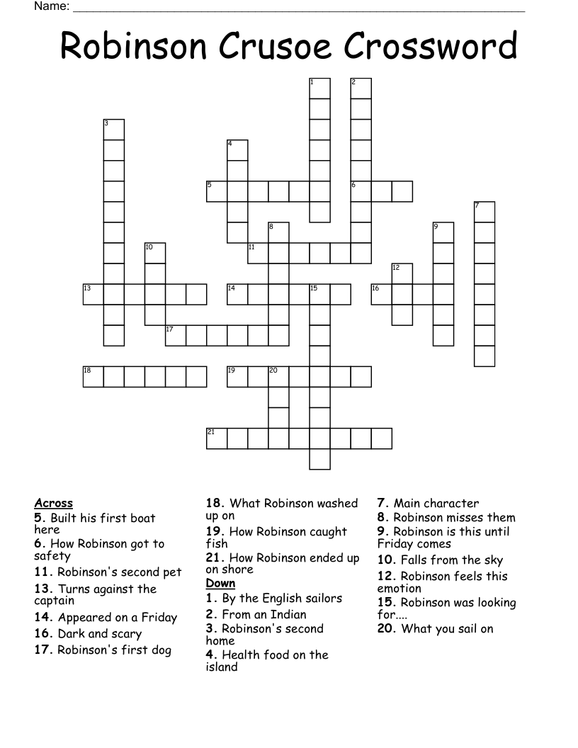 Robinson Crusoe Crossword