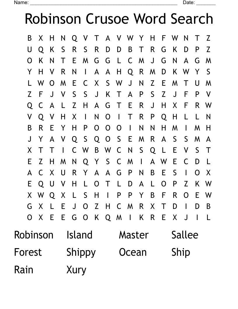 Robinson Crusoe Word Search
