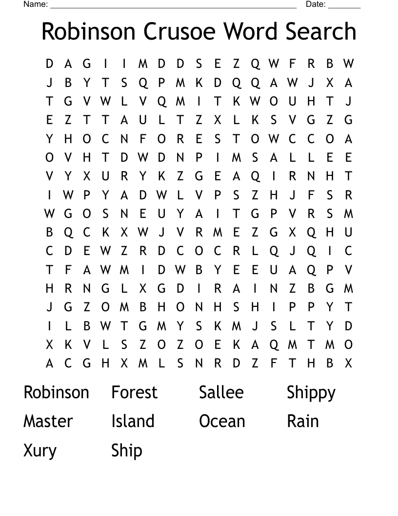 Robinson Crusoe Word Search