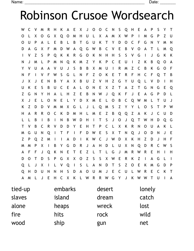 Robinson Crusoe Wordsearch