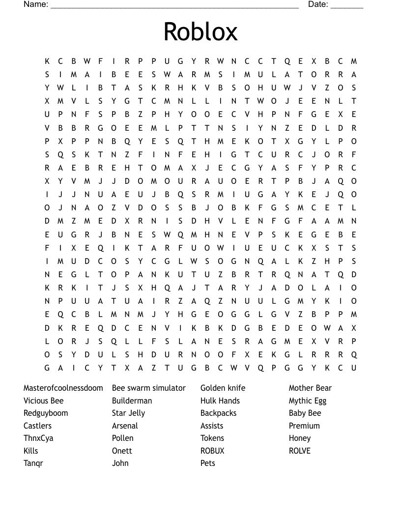 Roblox  Word Search