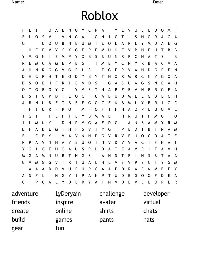 Roblox  Word Search