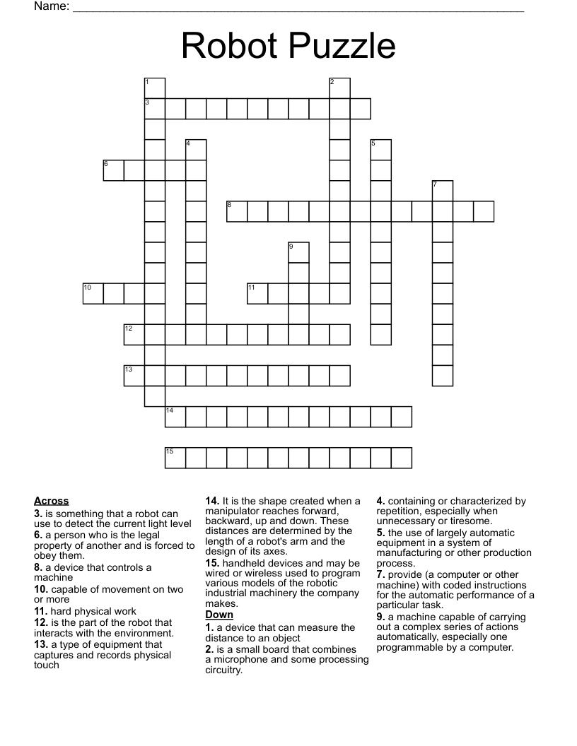 Robot Puzzle Crossword
