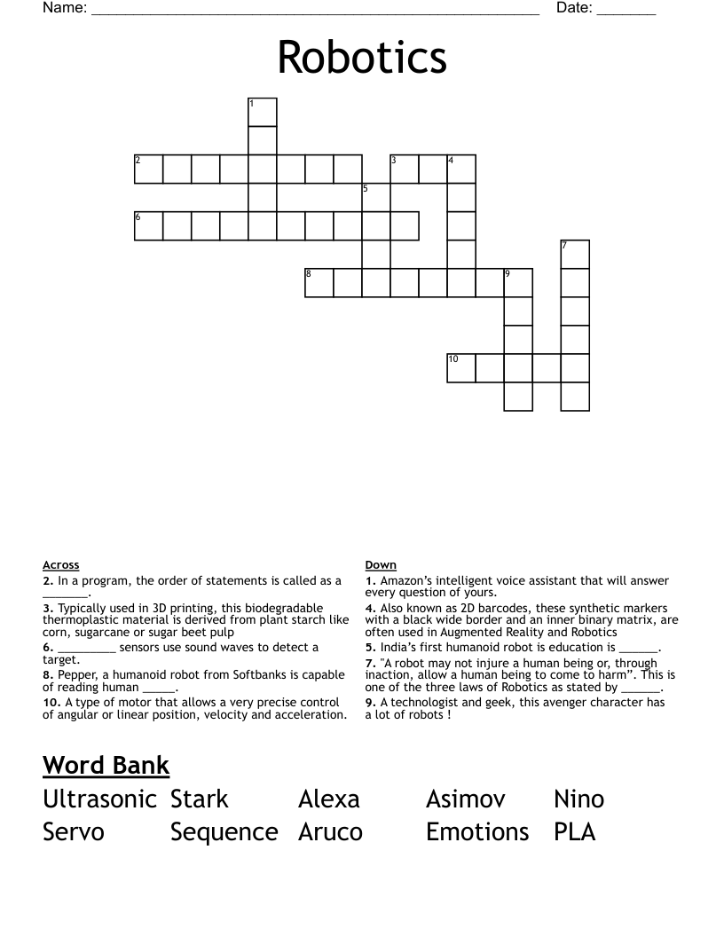 Robotics Crossword