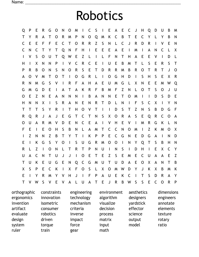Robotics Word Search