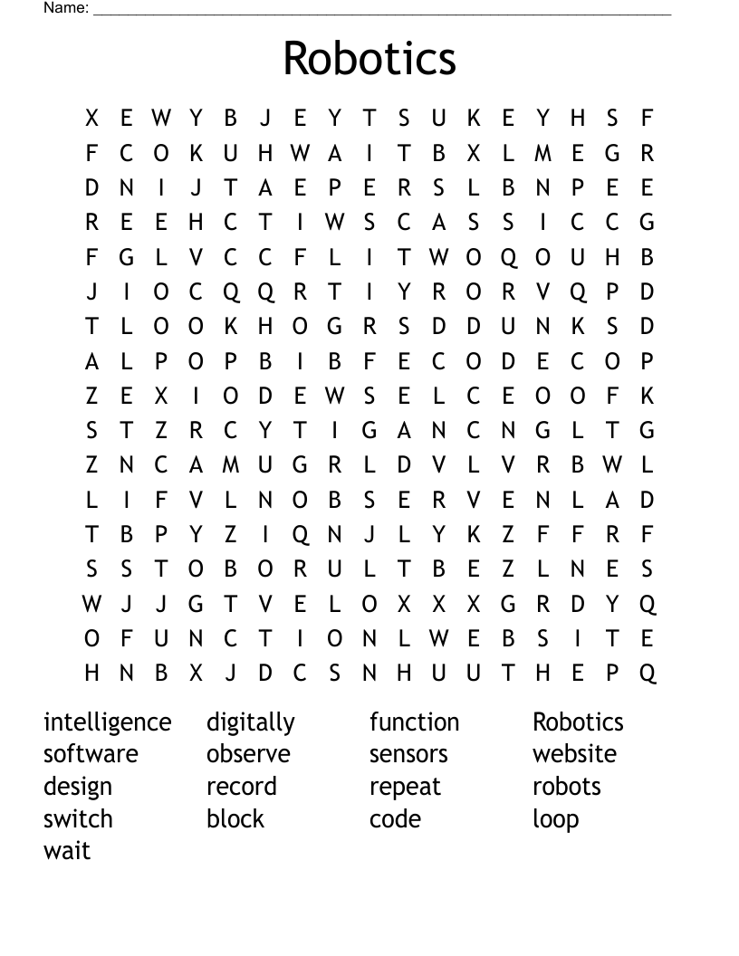 Robotics Word Search