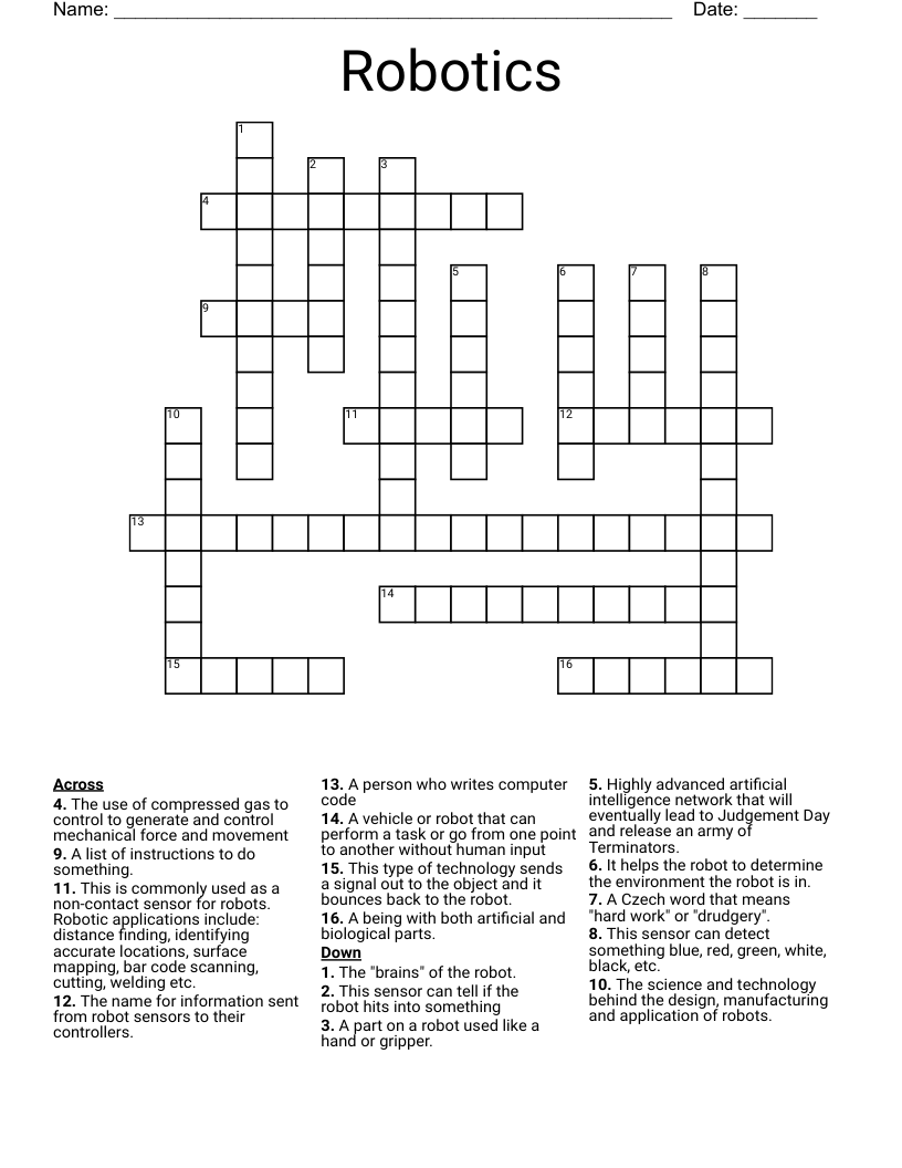 Robotics Crossword