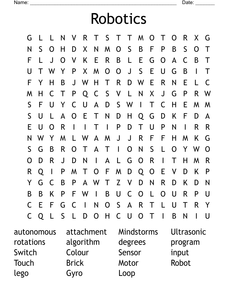 Robotics Word Search