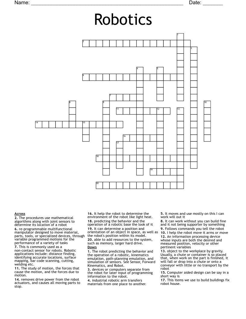 Robotics Crossword