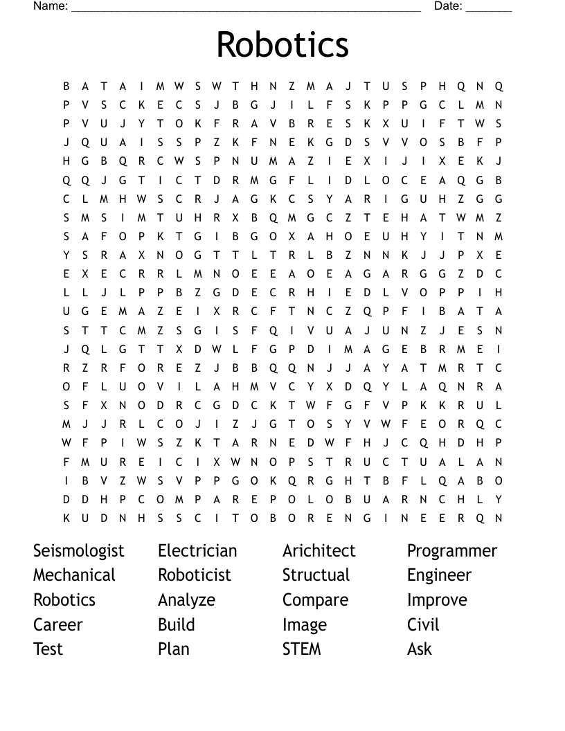 Robotics Word Search