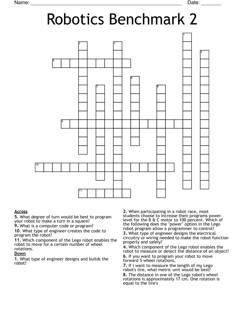 Robotics Benchmark 2 Crossword
