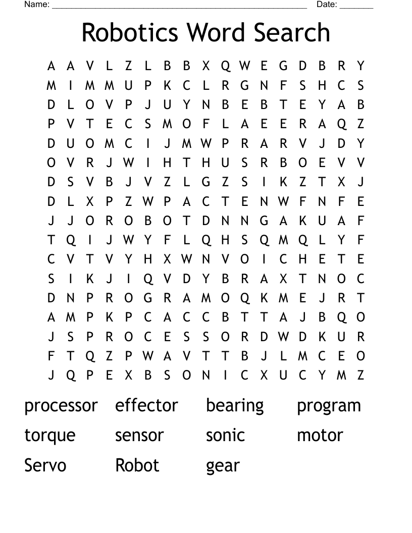 Robotics Word Search