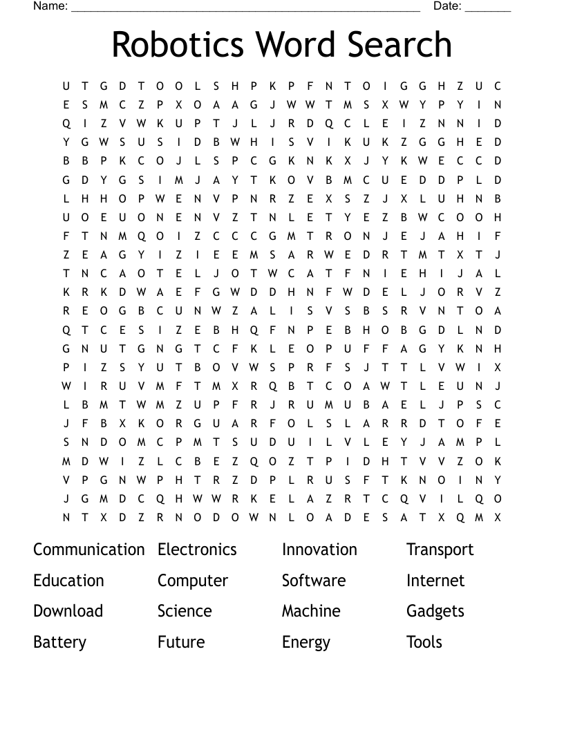 Robotics Word Search