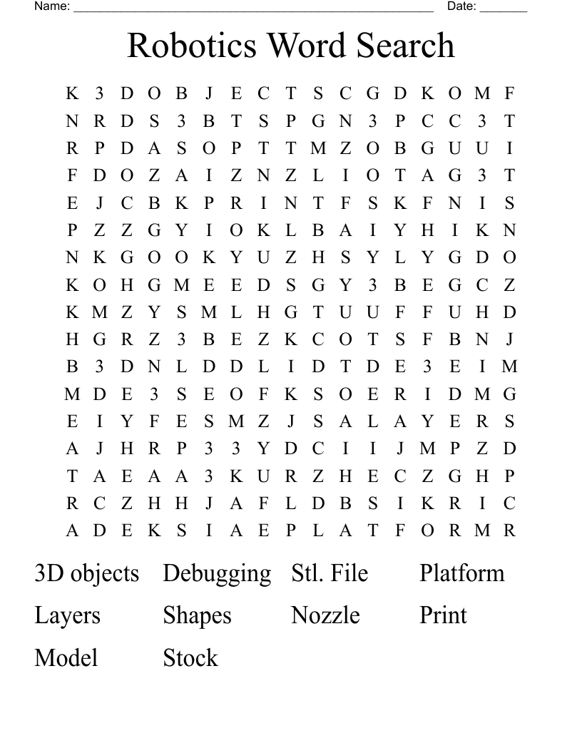 Robotics Word Search