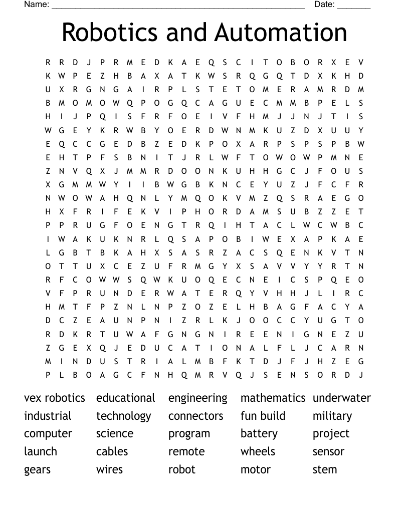 Robotics and Automation Word Search