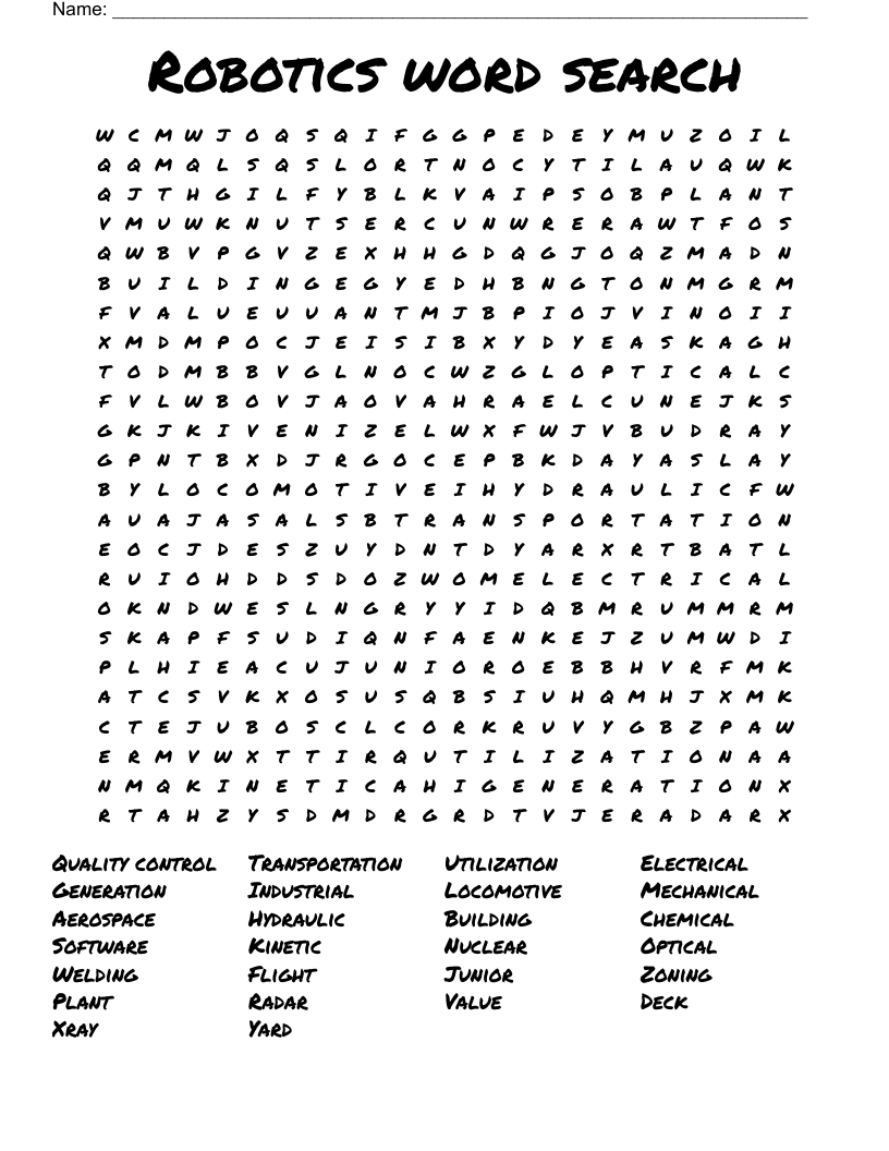 Robotics word search