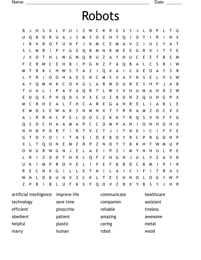 Robots Word Search