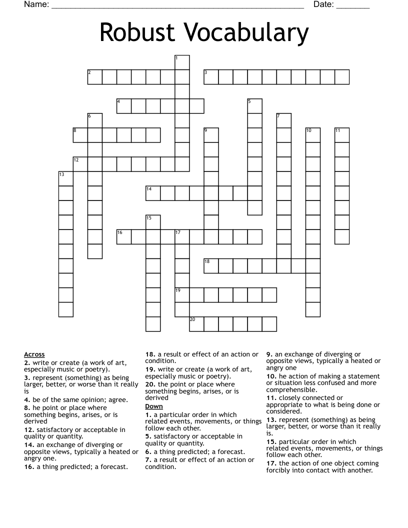 Robust Vocabulary  Crossword
