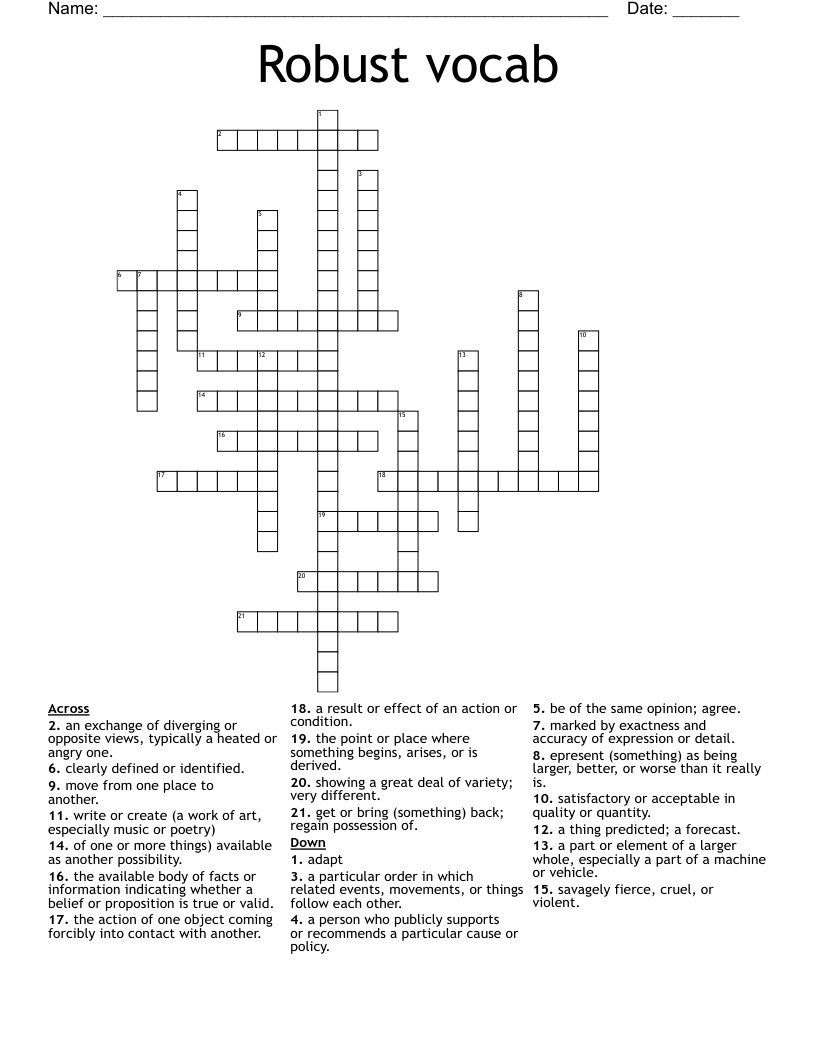 Robust vocab Crossword