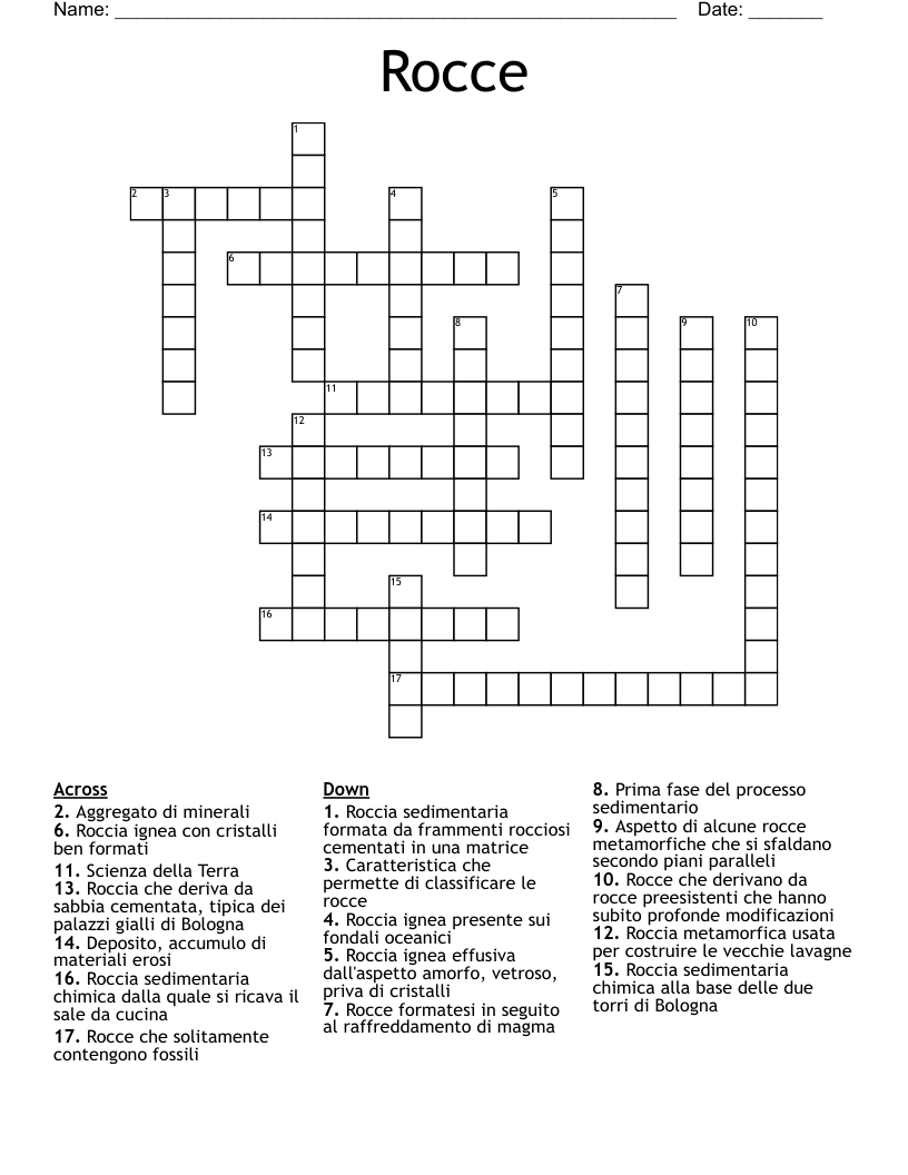 Rocce  Crossword