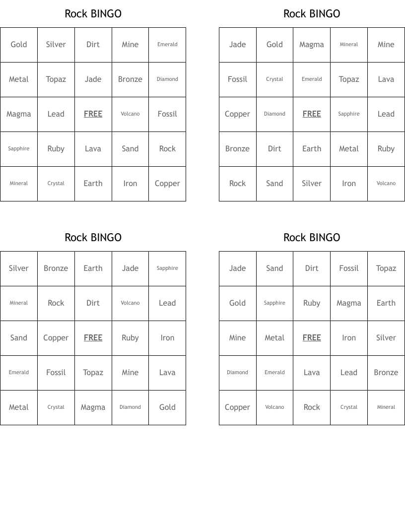 Rock BINGO
