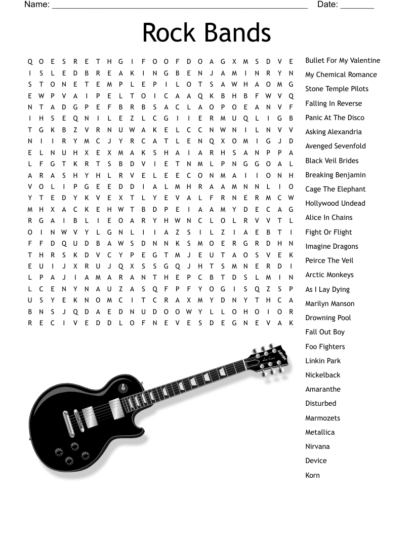 Rock Bands Word Search