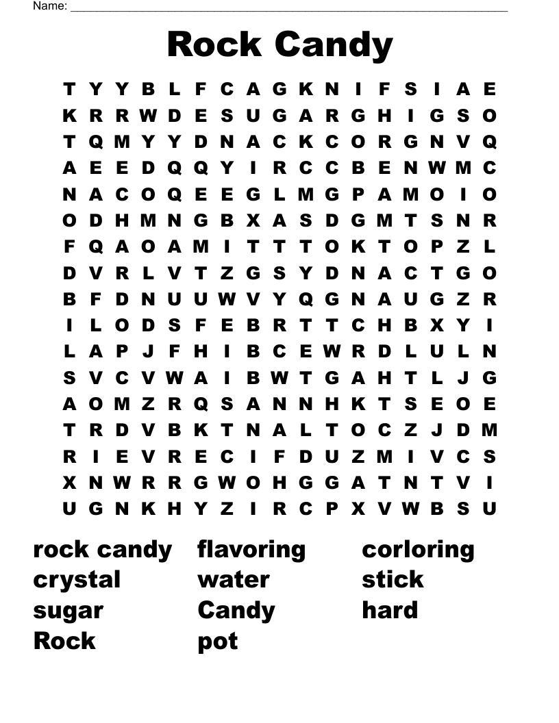 Rock Candy Word Search