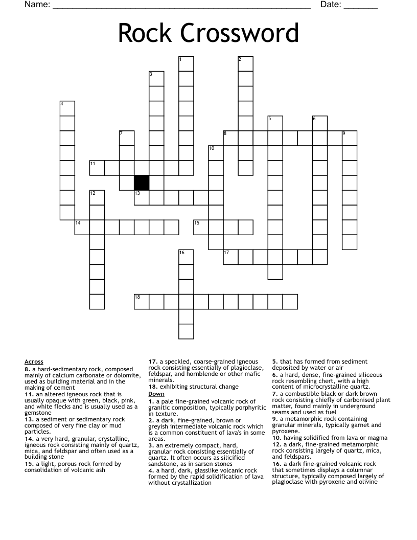 Rock Crossword