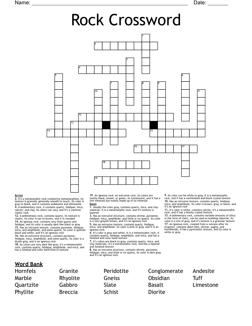 Rock Crossword