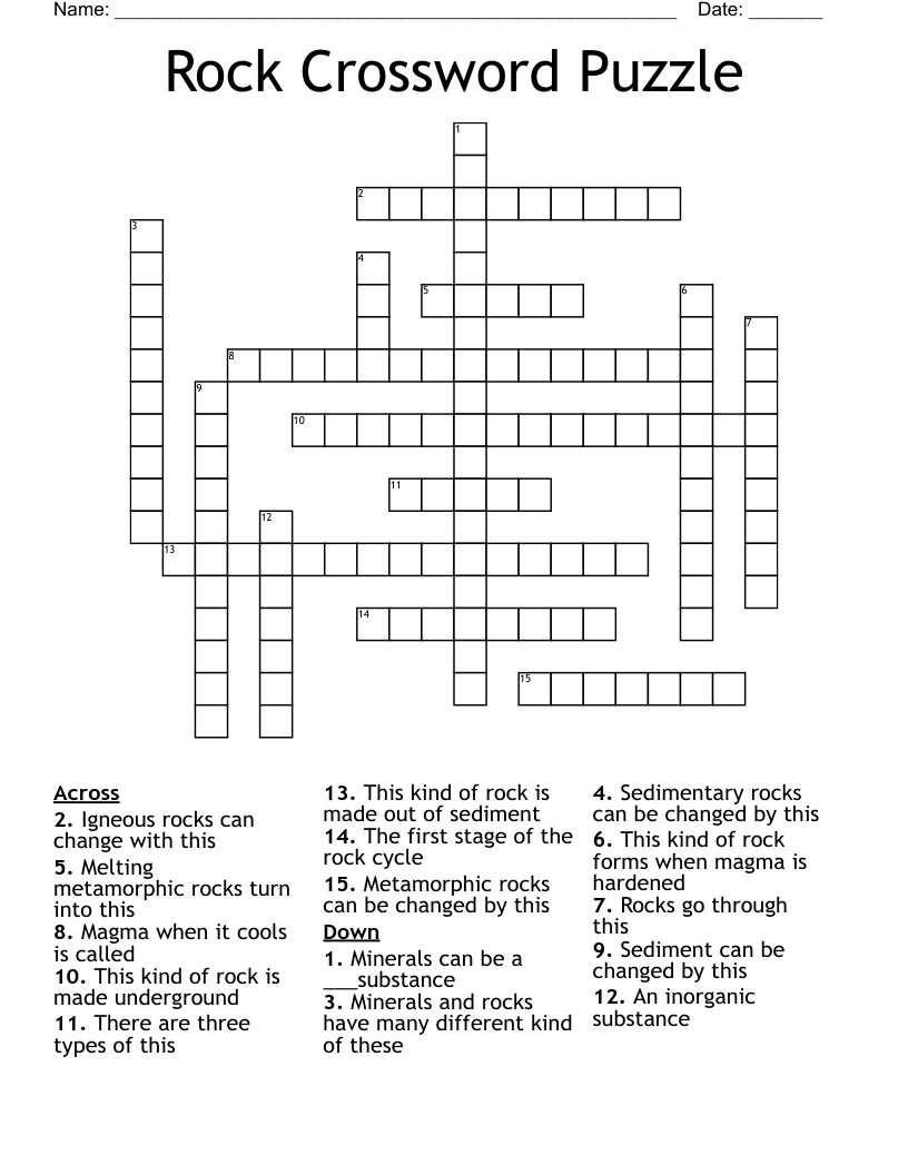 Rock Crossword Puzzle
