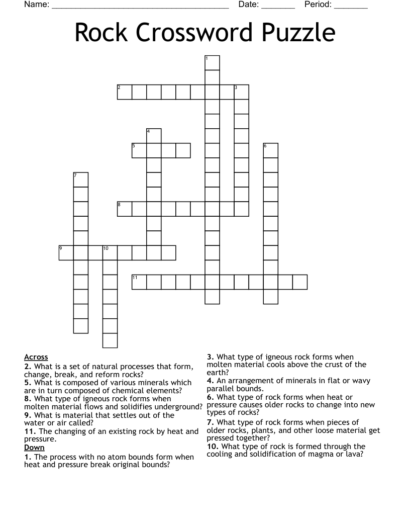 Rock Crossword Puzzle